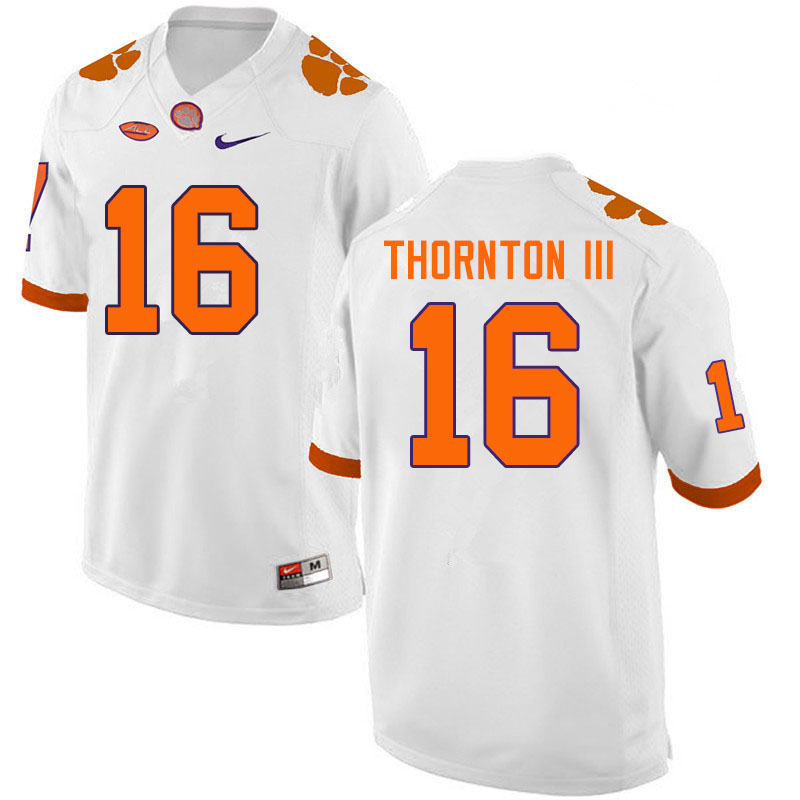 Men #16 Ray Thornton III Clemson Tigers College Football Jerseys Sale-White - Click Image to Close
